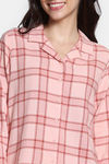 Zivame Checkered Charm Flannel Pyjama Set - Coral Cloud — thumbnail 5